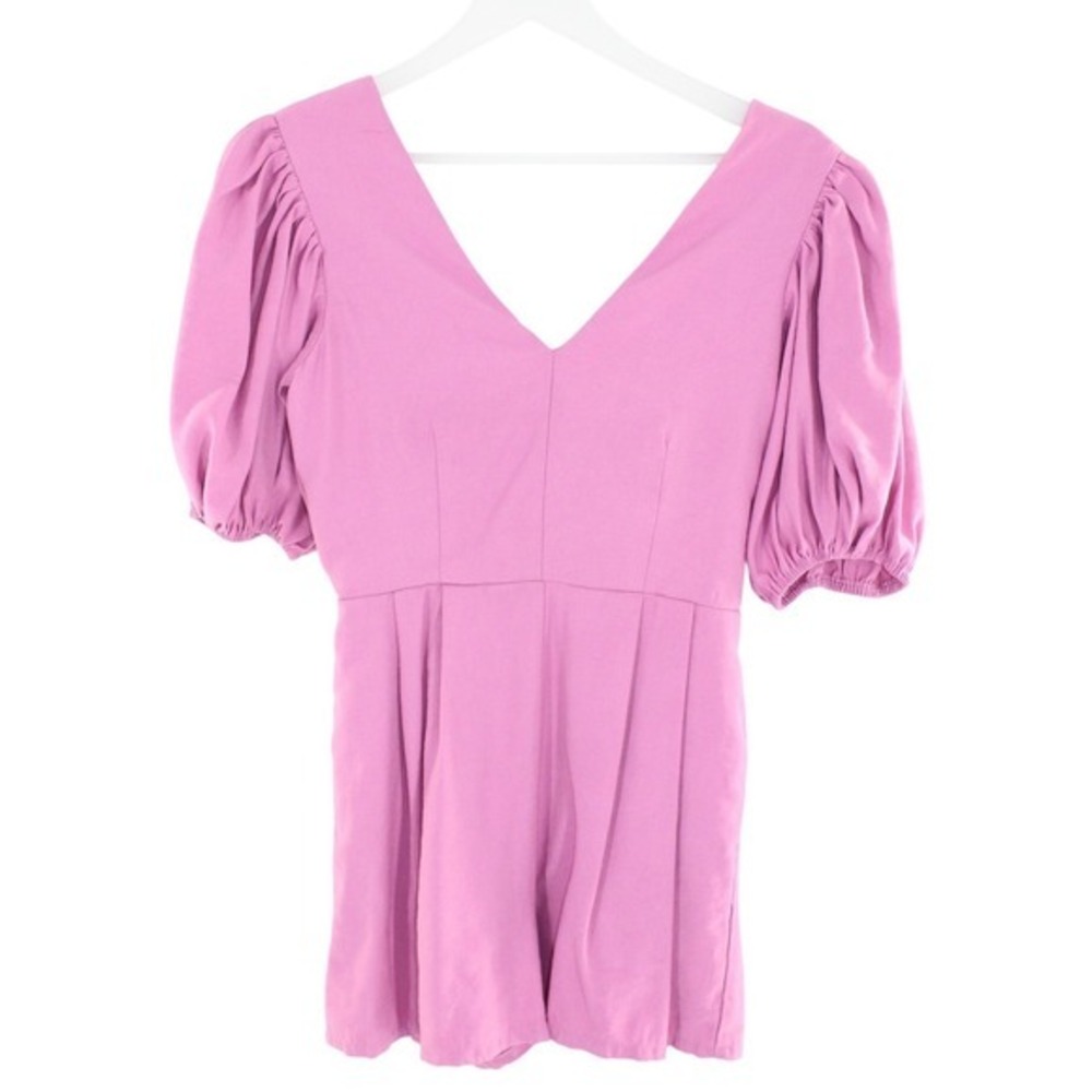 Idem Ditto Romper Puff Sleeve Open Back Bow Size S Pink